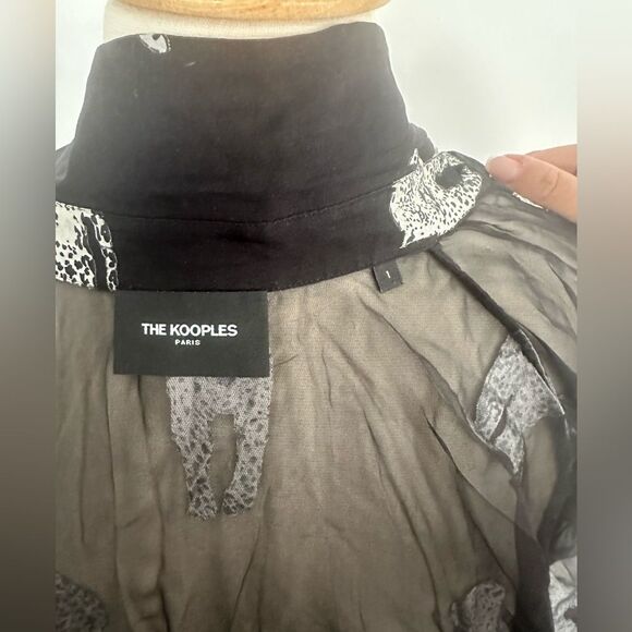 The Kooples Panther Women's Blouse Black Burnout Chiffon Long Sleeve Top Size 1 - Picture 7 of 7